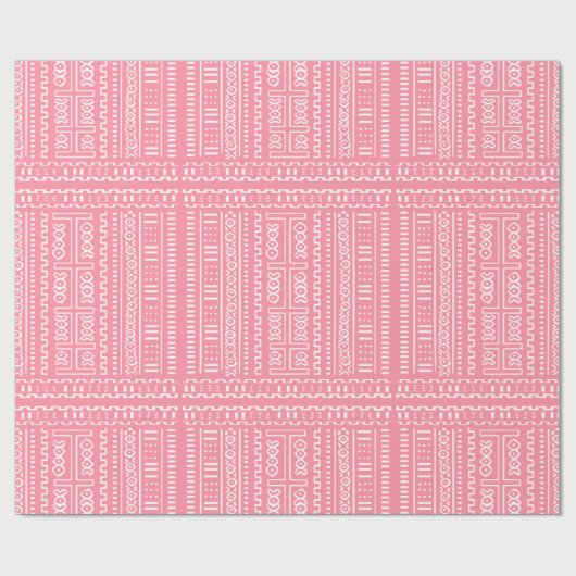 Pink Mud Cloth Pattern Wrapping Paper Cadeaupapier (Vlak)