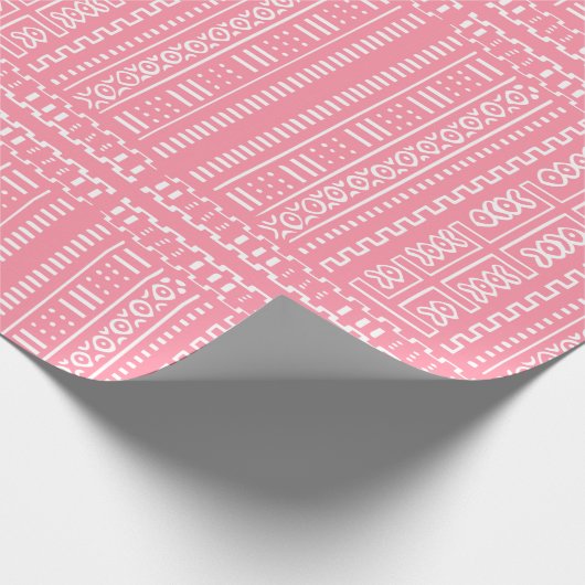 Pink Mud Cloth Pattern Wrapping Paper Cadeaupapier (Hoek)