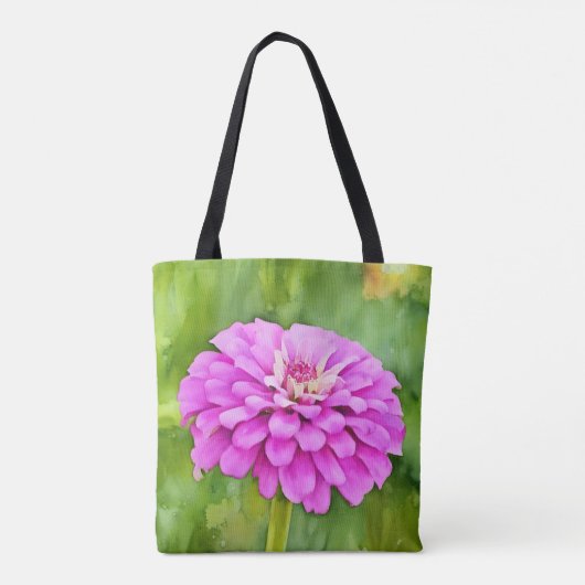 Pink Mum Flower Waterverf Art Canvas tas (Achterkant)