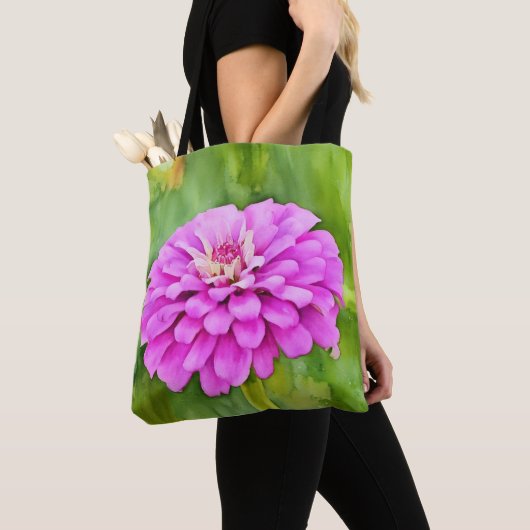 Pink Mum Flower Waterverf Art Canvas tas (Dichtbij)