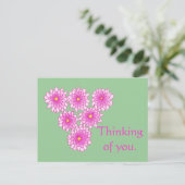 Pink Mums Flowers Denken aan je Briefkaarten (Staand voorkant)