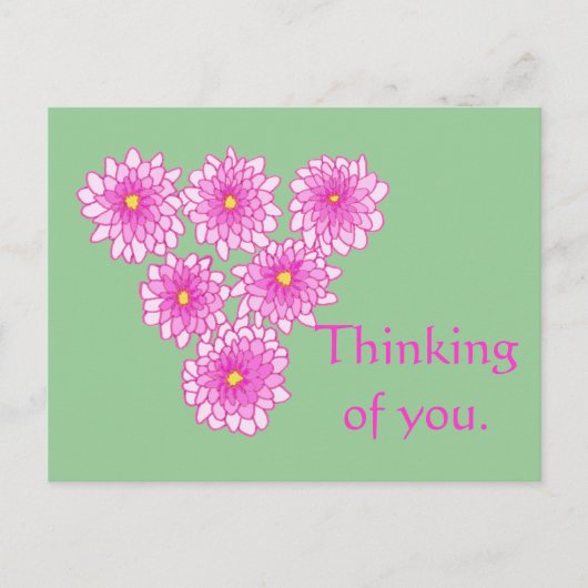 Pink Mums Flowers Denken aan je Briefkaarten (Voorkant)