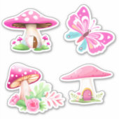 Pink Mushroom's op maat gesneden vinyl stickers (Voorkant)