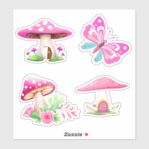 Pink Mushroom's op maat gesneden vinyl stickers