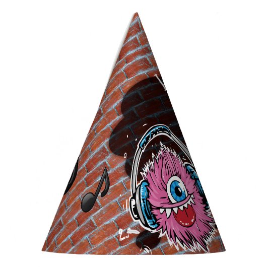 Pink Music Monster Graffiti Party Pet gepersonalis Feesthoedjes (Links)