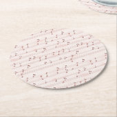 Pink Music Notes Sheet Ronde Kartonnen Onderzetter (Gebogen)