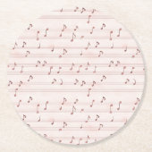 Pink Music Notes Sheet Ronde Kartonnen Onderzetter (Voorkant)