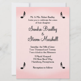 Pink Music Theme Wedding Kaart