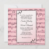 Pink Music Wedding Invitation Kaart (Voorkant)