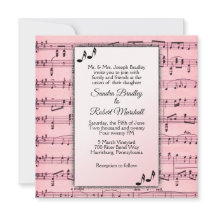 Pink Music Wedding Invitation