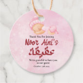 Pink Muslim Newborn Baby Girl Aqeeqah Bedankjes Labels (Voorkant)