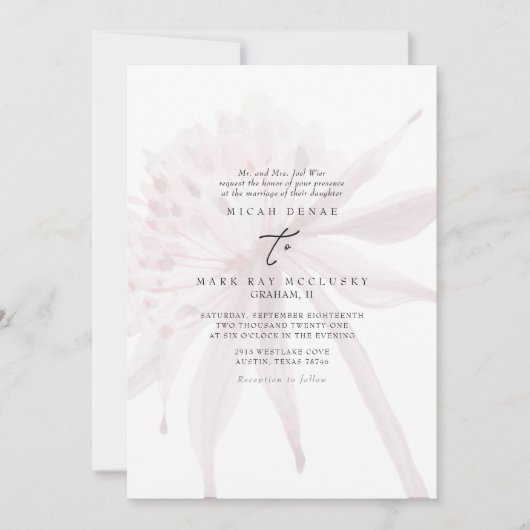 Pink Muted Champagne Floral Wedding Kaart (Voorkant)