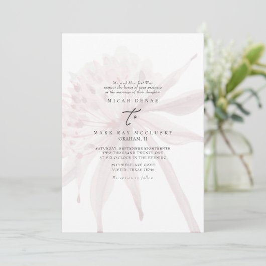 Pink Muted Champagne Floral Wedding Kaart (Staand voorkant)