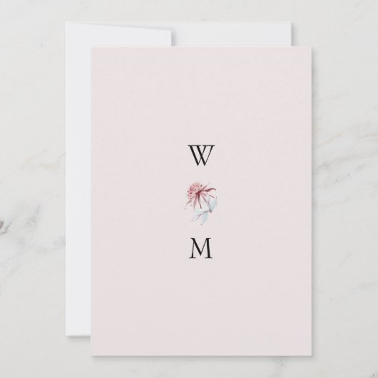 Pink Muted Champagne Floral Wedding Kaart (Achterkant)