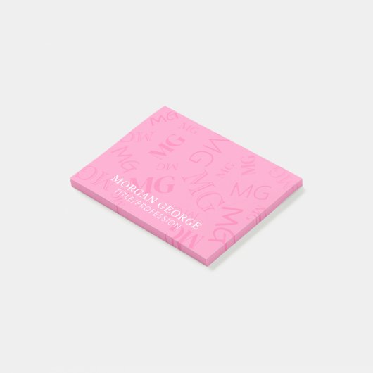 Pink Myriad of Monograms With Your Name Post-it® Notes (Schuin)