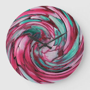 Pink N Teal Dolphin vs Eagle Abstract Wall Clock Grote Klok