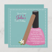 Pink Nail Poolse Birthday Invite Kaart (Voorkant / Achterkant)