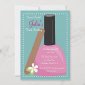Pink Nail Poolse Birthday Invite Kaart (Voorkant)