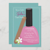 Pink Nail Poolse Birthday Invite Kaart (Voorkant / Achterkant)
