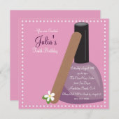 Pink Nail Poolse Birthday Invite Kaart (Voorkant / Achterkant)