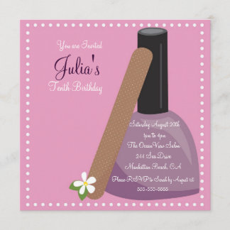 Pink Nail Poolse Birthday Invite Kaart