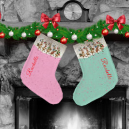 Pink Name Marching Quirky Christmas Reindeer Grote Kerstsok