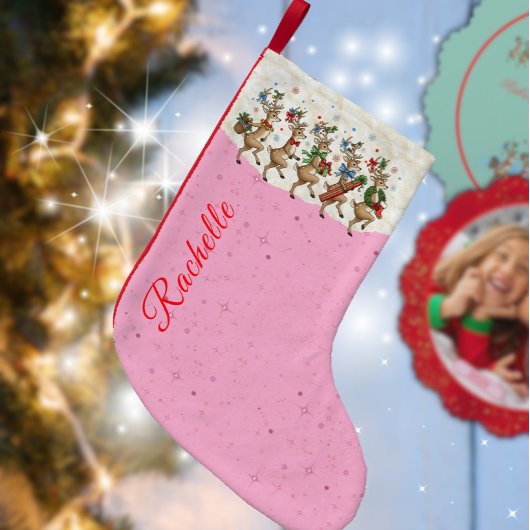 Pink Name Marching Quirky Christmas Reindeer Kleine Kerstsok