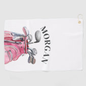 Pink Name Monogram Golfhanddoek (Horizontaal)