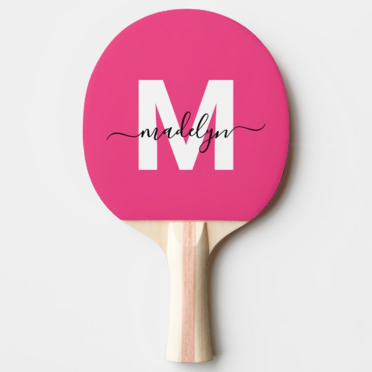Pink Name Monogram Tafeltennisbatje (Voorkant)