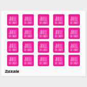 Pink Name Sticker, persoonlijk en zakelijk Vierkante Sticker (Vel)