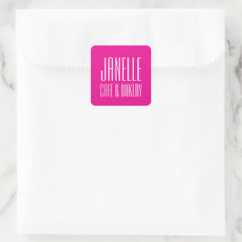 Pink Name Sticker, persoonlijk en zakelijk Vierkante Sticker
