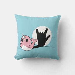 Pink Narwhal ASL I Love You – Deaf Culture Design Kussen