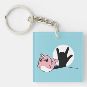 Pink Narwhal ASL I Love You – Deaf Culture Design Sleutelhanger