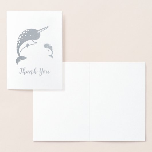 Pink Narwhal Baby shower Folie Kaarten (Display)