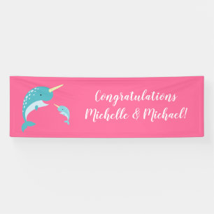 Pink Narwhal Baby shower Spandoek