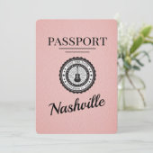 Pink Nashville Passport Bewaar de datum Save The Date (Staand voorkant)