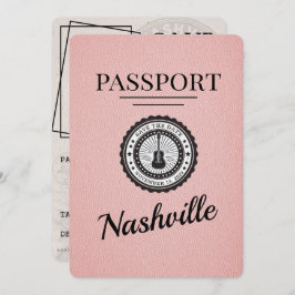 Pink Nashville Passport Bewaar de datum Save The Date