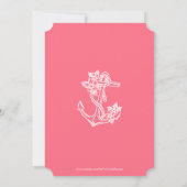 Pink Nautical Floral Anchor Birthday Party Invite Kaart (Achterkant)