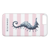 Pink Nautical Seahorse gepersonaliseerd monogram Case-Mate iPhone Case (Achterkant (Horizontaal))