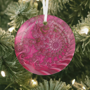 Pink Nautilus Fractal Memorial Suncatcher Glas Ornament