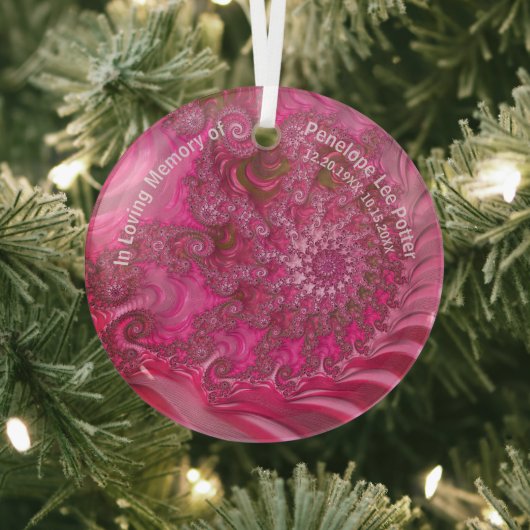 Pink Nautilus Fractal Memorial Suncatcher Glas Ornament (Insitu)