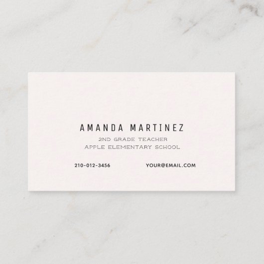 Pink & Navy Apple Pattern Teacher's Visitekaartje (Achterkant)