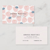 Pink & Navy Apple Pattern Teacher's Visitekaartje (Voorkant / Achterkant)