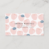 Pink & Navy Apple Pattern Teacher's Visitekaartje (Voorkant)