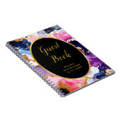 Pink, Navy Blue and Gold Ink Birthday Guest Book Notitieboek (Rechterzijde)