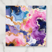 Pink, Navy Blue and Gold Ink Birthday Party Bedankjes Labels (Achterkant)