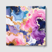 Pink, Navy Blue and Gold Ink Birthday Party Gastenboek (Achterkant)