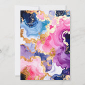 Pink, Navy Blue and Gold Ink Birthday Party Kaart (Achterkant)