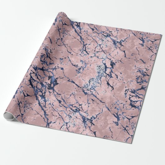Pink Navy Blue Cadeaupapier (Uitgerold)