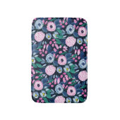 Pink Navy Blue Floral Bouquet Waterverf Patroon Badmat (Voorkant Verticaal)